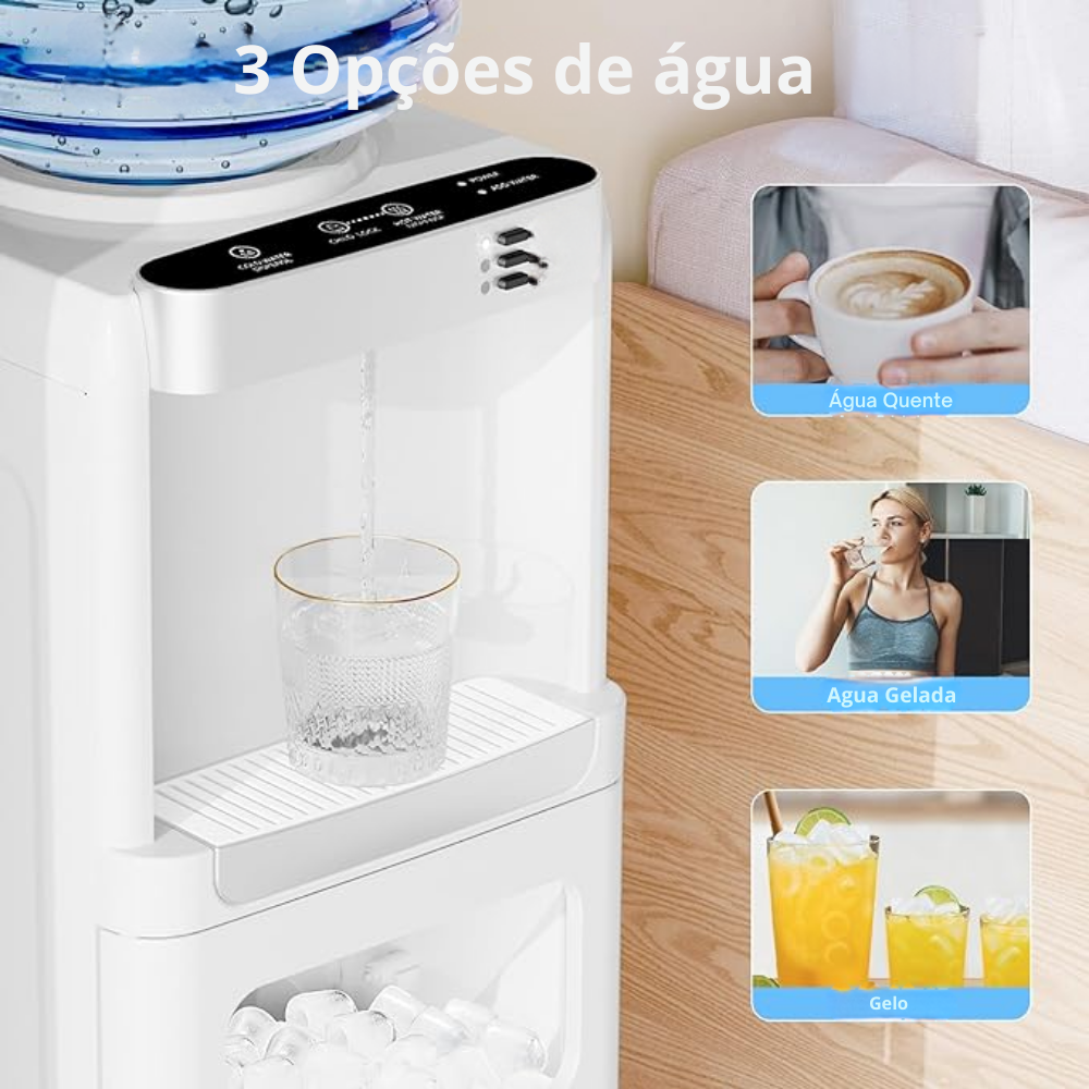 Gelo, quente e gelada. Tudo no mesmo lugar. GeloPronto 3 em 1™