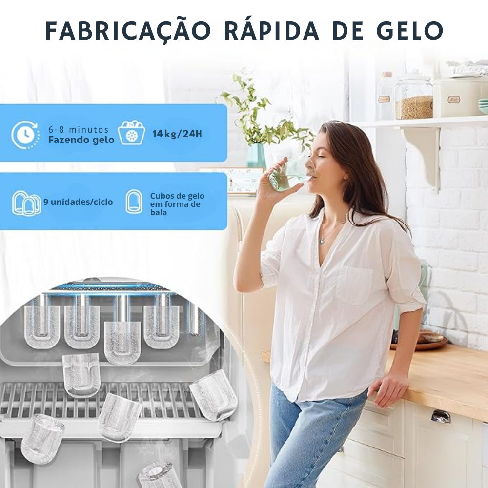 Gelo, quente e gelada. Tudo no mesmo lugar. GeloPronto 3 em 1™